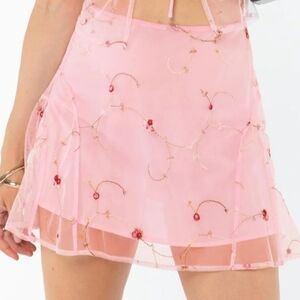 Princess Pòly Rosen Pink Embroidered Women's Mini Skirt Size 0
